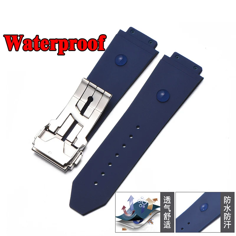 Watch Bracelet For HUBLOT BIG BANG CLASSIC FUSION Folding Buckle Silicone Rubber Watch Strap Watch Accessories Watch Band Chain 3