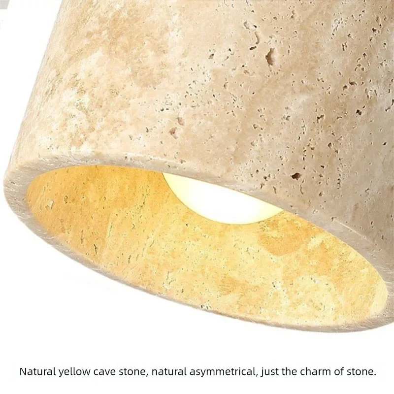 Yellow Cave Stone Japanese Style Wabi Sabi Bedside Wall Lamp Rotatable Image 5