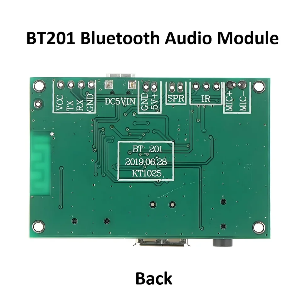 Modulo Bluetooth 5.0 BT201 – Scheda Amplificatore Audio Senza Perdite, Con Ingresso TF – 3.3V-5V