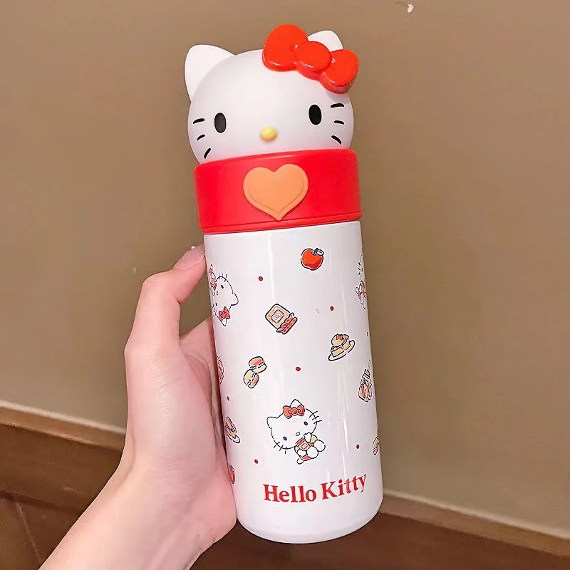 

MINISO Hello Kitty Thermal Cup Anime Kuromi Cinnamoroll Cartoon Melody Kids Thermos Cup Portable 316Stainless Steel Water Bottle