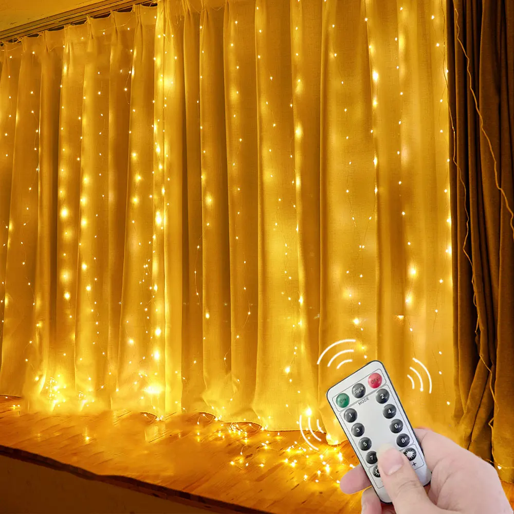 USB Remote LED String Curtain Lights Wedding Lighting Fairy Garland Falsh Lights for Christmas Holiday Home Bedroom Decoration