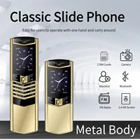 Luxury Slider Business Mobile Phone Metal Body Magice Voice Blacklist Dual Sim Big Button Portable Size Durable Elderly Classic