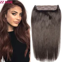 ZZHAIR Extensions de cheveux humains brésiliens 100% Remy, 16 "-26", 1 pièce, 100g-200g, 5 clips, lisses naturels 1