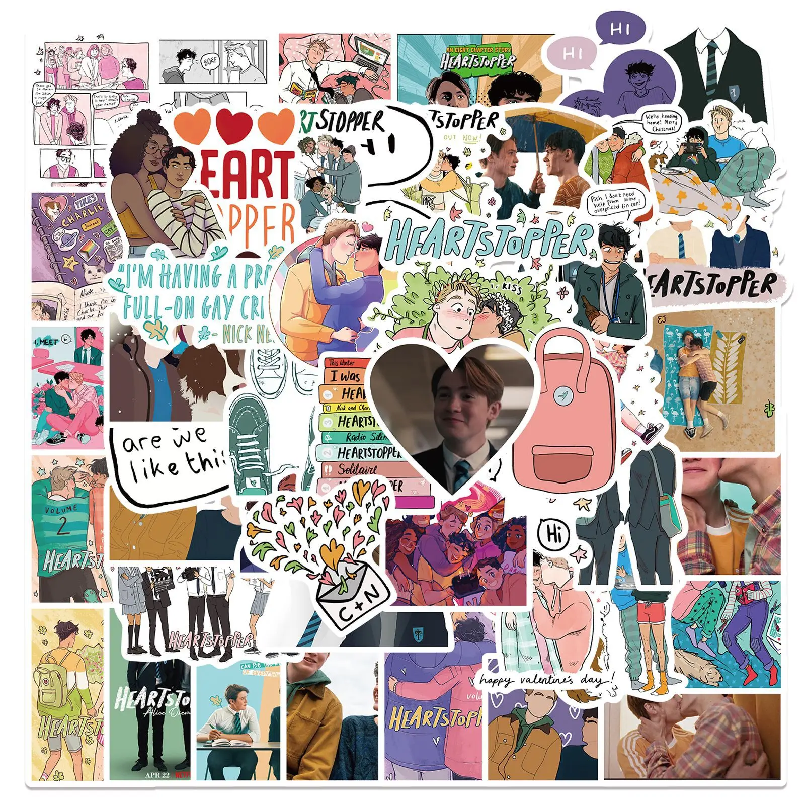 

10/30/50Pcs Gay Heartstopper Cartoon Character Graffiti Stationery Stickers Decoration Pencil Case Laptop Suitcase Waterproof