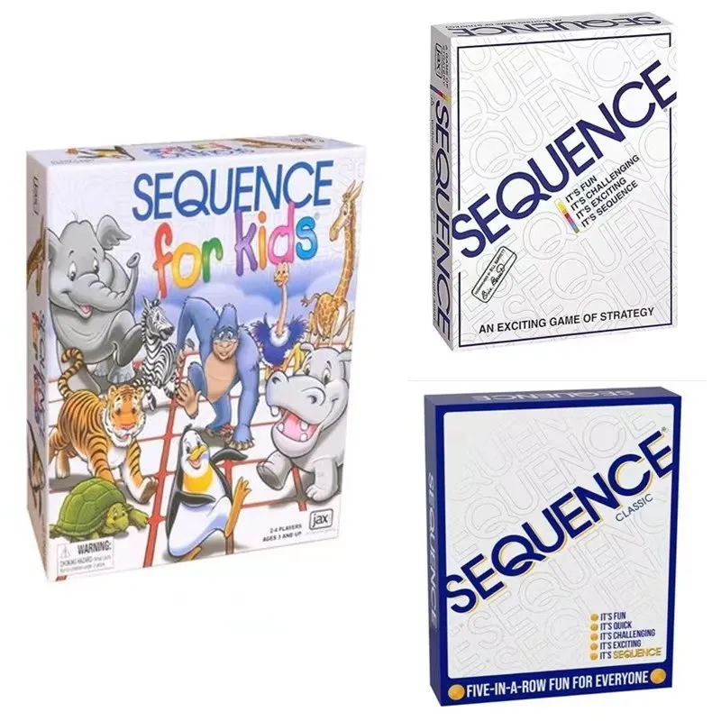 Sequence in a Tin - Five-in-a-Row Fun for Everyone by Jax, White, 2-12 Players the sequence