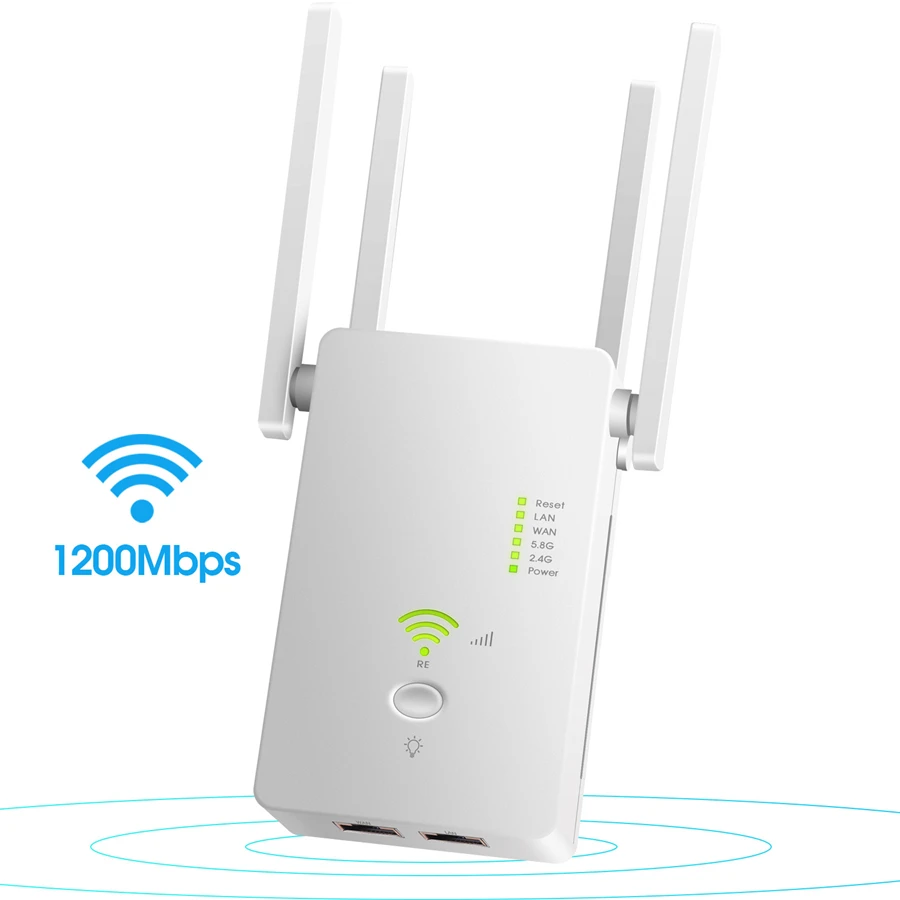 WiFi Repeater Mở Rộng WAN Router Wifi Kép Thương Hiệu 2.4G 5.8Ghz 1200Mbps Wi-Fi Bộ Khuếch Đại 5Ghz LAN wi Fi Singal Tăng Áp whole house wifi signal booster