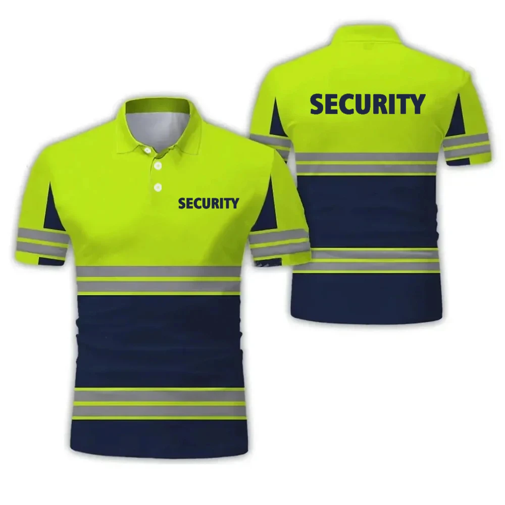 Construction Site Project Quick Dry Men's Polo Shirt Stripe 3D Printing Short Sleeve Breathable Loose Work Clothes Wholesale 5