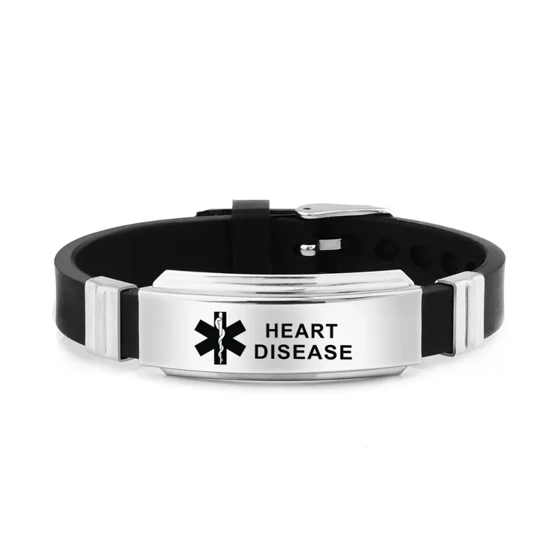 Diabetic Silicone Bracelets DIY Alert ID Bracelet Adjustable Length ICE Wristband for Men Woman Kids silicone bracelet medical alert bracelet