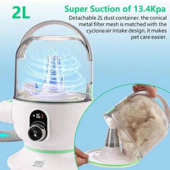 Pet Grooming Kit with 2L Vacuum Suction 99% Pet Hair, Professional Quiet Dog Grooming Vacuum Kit with 5 Grooming Tools For Pets 5