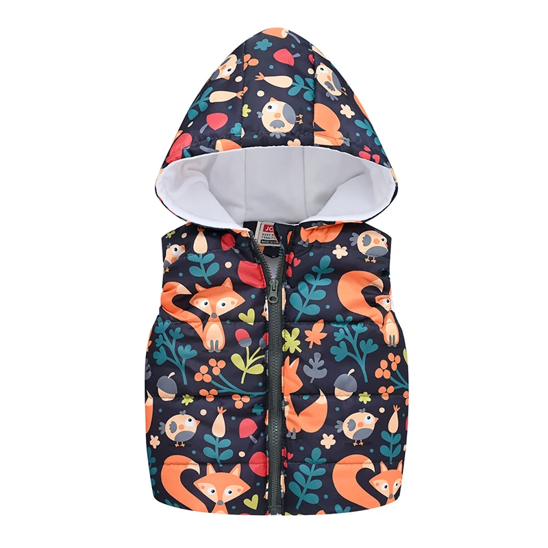Winter Infant Boys Girls Warm Vest Coat Fashion Cute Cartoon Kids Outwear Children Sleeveless Hooded Jacket Cotton Baby Clothes Children Vest