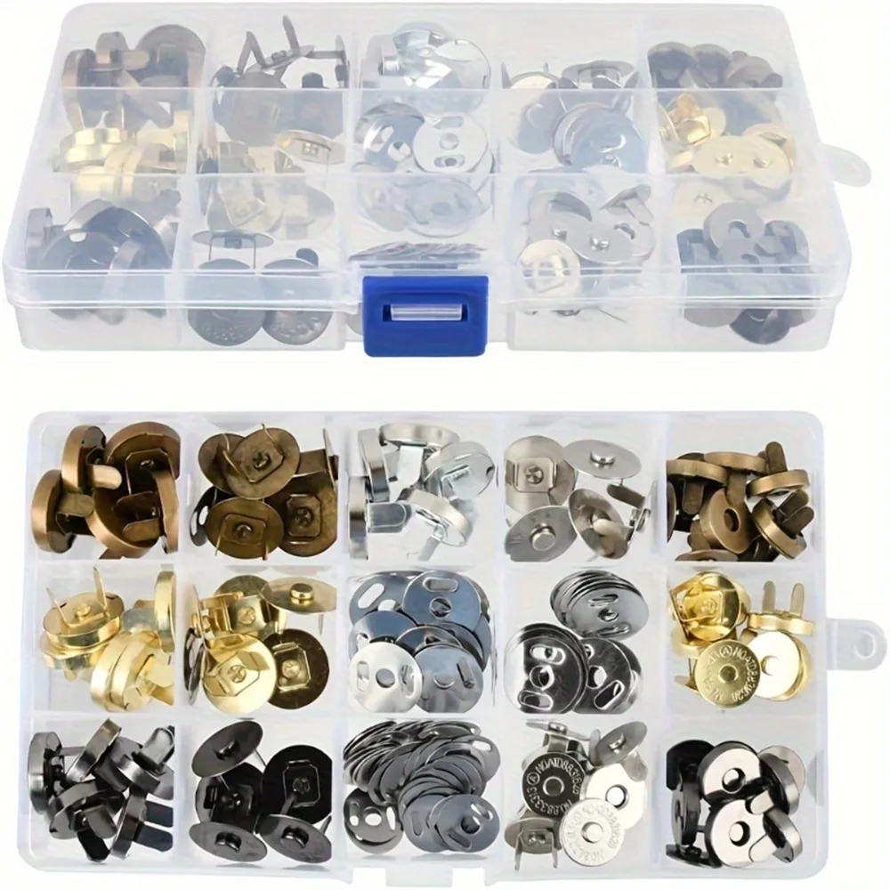 40er-Pack Magnetische Druckknöpfe, Verschiedene Farben, Näh-Druckknöpfe für Handarbeiten, Geldbörsen, Taschen, Kleidung, Leder, Supermagnetisch – Detail 1