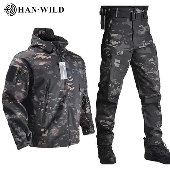 HAN WILD 재킷 및 바지, 부드러운 쉘 의류, 전술 슈트, 방수 재킷, 비행 조종사 세트, 군사 필드 의류