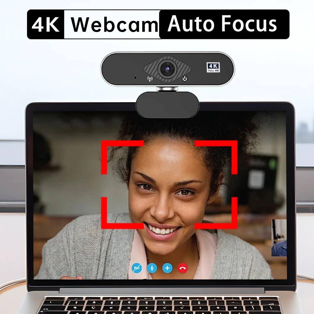 PC Webcam EXHQDR 4K Webcam Auto-Focus AI Built-in Microphone Rotatable Stand For Video Conferencing Streaming Online Broadcast