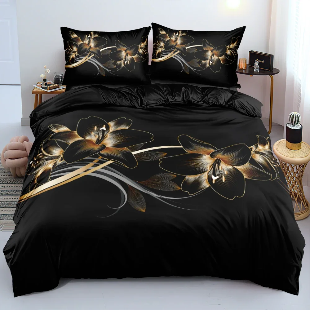 154354-c41e32.jpg Sd5f628d58e704ae88ed9ac71151068063 Classic Duvet Cover Sets Flower Blue Gold King, Queen, Full, Twin Double Quilt Covers Pillowcases Bed Linens Bedding Set 260x220cm Mallzona