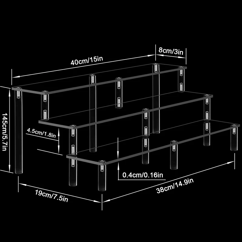 3 Tier Acrylic Display Stand Large Riser for Cupcake Perfume Organizer