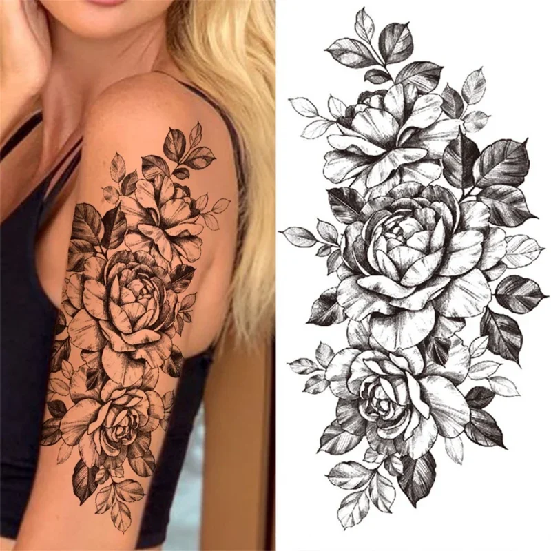 Tattoo Sticker Temporary Tattoos 1 Sheet Flower Waterproof Lasting