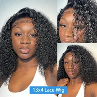 Perruques Courtes Bob Bouclées Brésiliennes 13x4 HD Lace Frontal, Ondulations Profondes 220% Deep Water Wave, Perruque Lace Front 4x4 100% Cheveux Humains Pour Femmes 14 16 Pouces 3