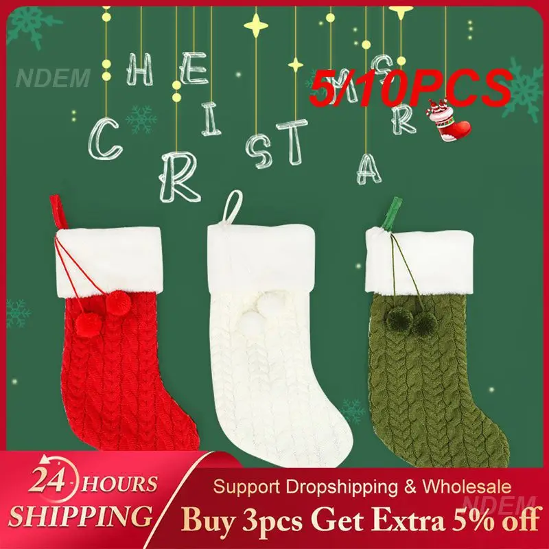 

5/10PCS Holiday Accessories Plush Multifunction Christmas Decoration Pendant Christmas Stockings For Fireplace Candy Bag