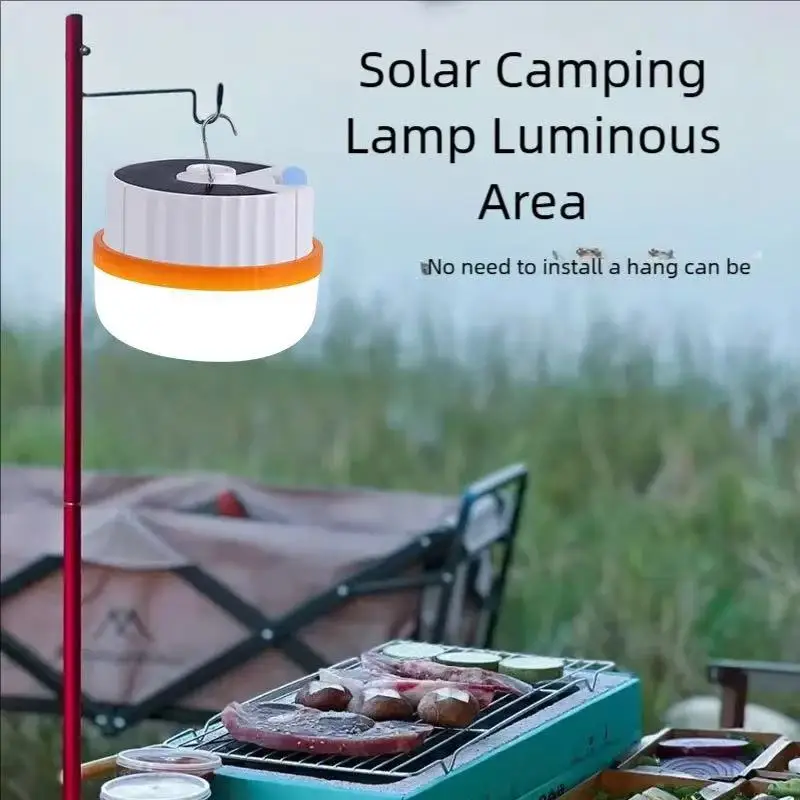 Solar Charging Lamp Camping Portable Lamp Camping Light Emergency Lighting Glowing LEDUSB Charging Interface Three-Color
