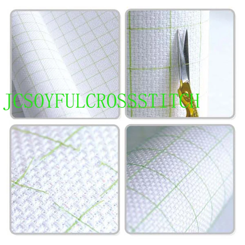 14CT 14ST Cotton Pre-grid Cross Stitch Canvas Fabric Color Lined Grid Embroidery Canvas