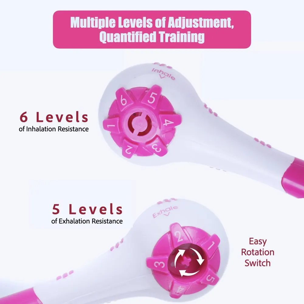 Breathing Trainer Upgraded Ver Independent Adjustable Resistance Levels for Inhalation and Exhalation Two Mo breathing exerciser breathing trainer