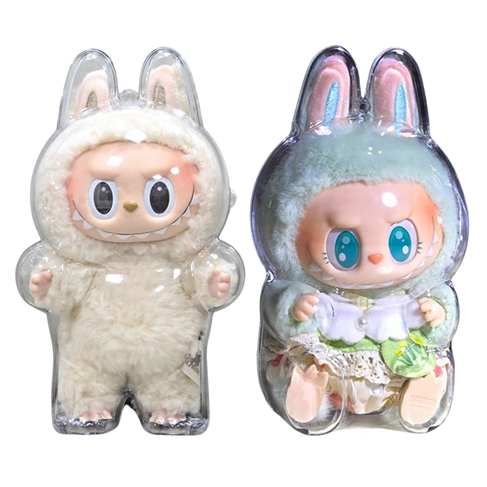 Doll Storage Box For Labubu Transparent Protective Cover Monster Toy Elf Doll Cover Storage Box Cute Elf Plushie Display Party Dolls