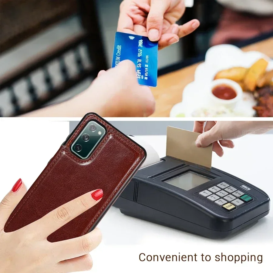 Elegant Double Button Flip PU Leather Wallet Case with Card Slots and Enhanced Protection
