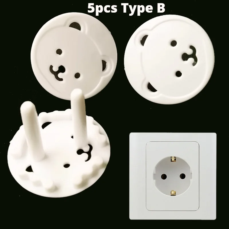 5pcs EU Power Socket Cover Cap Electrical Safety for Baby Kids Safety Power Strip Guard Protection Anti Electric Shock Plugs