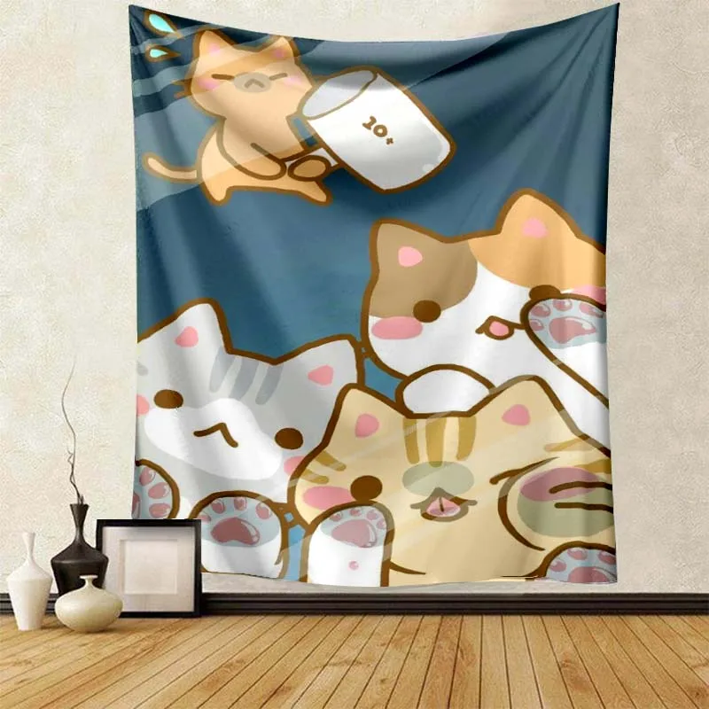 

Cute Cartoon Cat Animal Tapestry Mandala Bedroom Decor Aesthetic Tapestries Wall Stickers Decoration Wall Cloth Tapestries