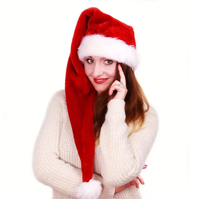 Christmas Beanie Hat 1PC Black Red Plush Santa Novelty Hat Kids Christmas Decorations For New Year Home Santa Claus Gift Party Supplies