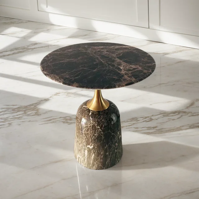 Table basse de luxe légère, Table d'appoint Simple en marbre pour canapé, Tables d'angle pour la maison, Tables de chevet de chambre à coucher, Tables rondes de balcon 1
