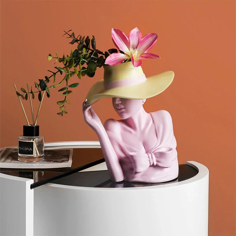 

Creative Art Goddess Vase Resin Statue Vase Plant Flower Pot Dining Table Flower Arrangement Container Living Room Decoration