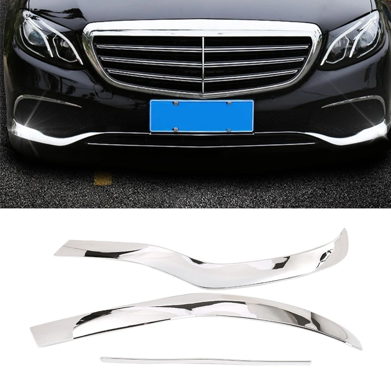 Bumper Plate Spoiler Decorative Cover Trim For Mercedes Benz E Class W213 Chrome ABS Front car spoiler cover