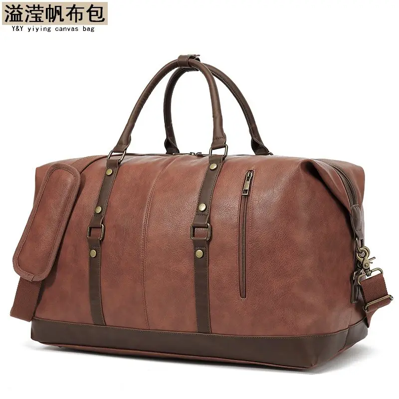 

Вместительная дорожная сумка для мужчин, чемодан из искусственной кожи на ремне, качественный спортивный мешок для выходных