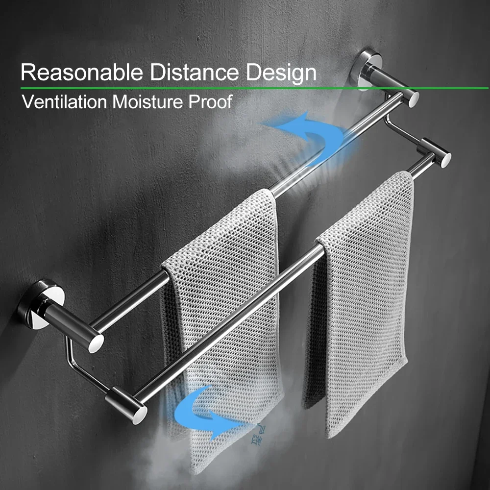 304 Stainless Steel Towel Bar Double Ladder Rod Mirror Chrome Rack Wall Mount Hanger Shower Rail Bathroom Holder towel rack towel holder bathroom facilities