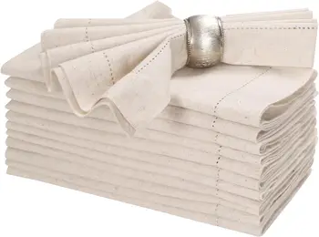12 pièces serviettes en lin serviettes en lin cousues serviettes en lin tissu de dîner serviettes en lin tissu lavable serviette en tissu de lin 1