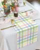Easter Colorful Stripes Plaid Checkered Linen Table Runner Dresser Scarf Reusable Kitchen Dining Table Runner Easter Decorations 3