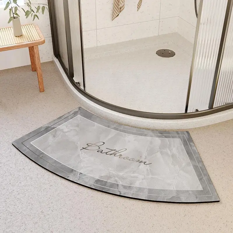 Diatom mud absorbent mat curved fan-shaped bathroom floor mat
