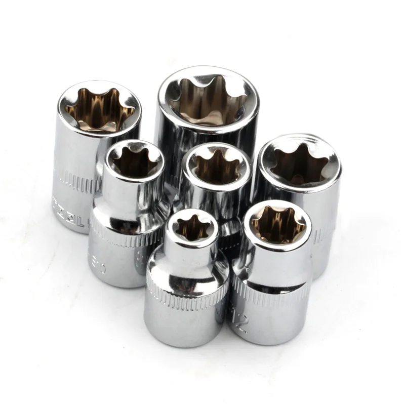 7-teiliges 3/8-Zoll-Stern-Torx-Steckschlüssel-Set Typ E (E8, E10, E11, E12, E14, E16, E18) Handwerkzeug-Adapter-Set – Detail 2