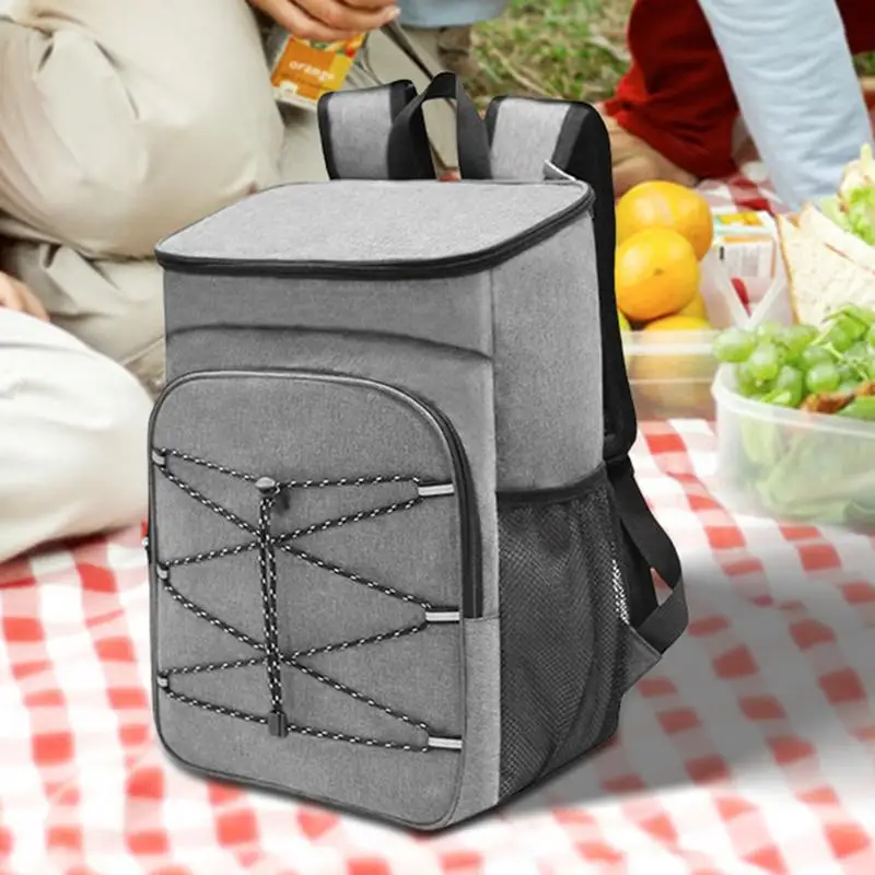 Cooler Backpack Leakproof Insulated Cooler Bag With Side Pockets Heavy Portable Grocery Box Waterproof Thermal Storage Backpack