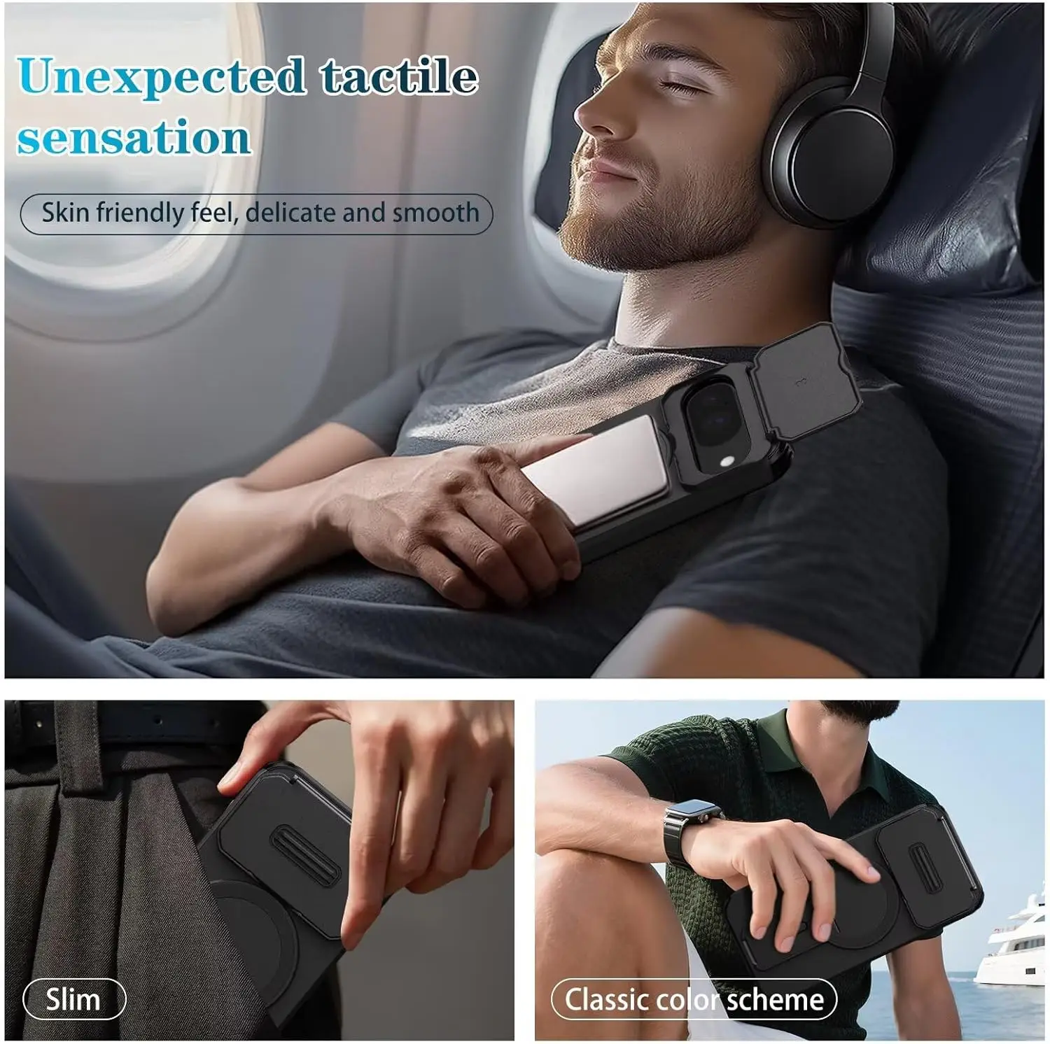 Sliding Camera Case with Kickstand and Magnetic Shockproof Bumper - Protective Heavy Cover