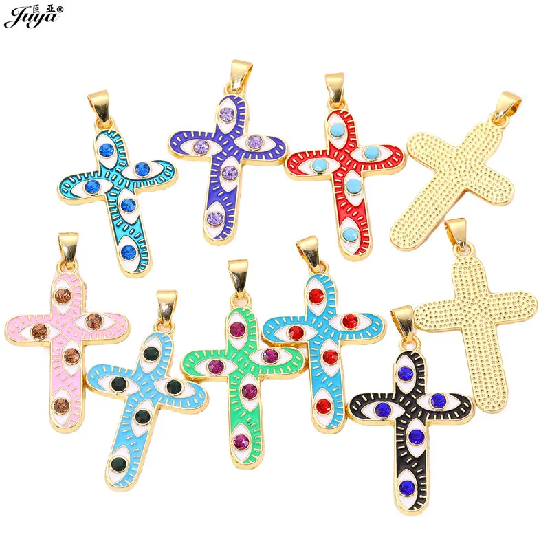 

5pcs/lot Cross Talisman Charms With Natural Stone Evil Eye Pendants Fit DIY Making Necklaces Jewelry Findings Accessories