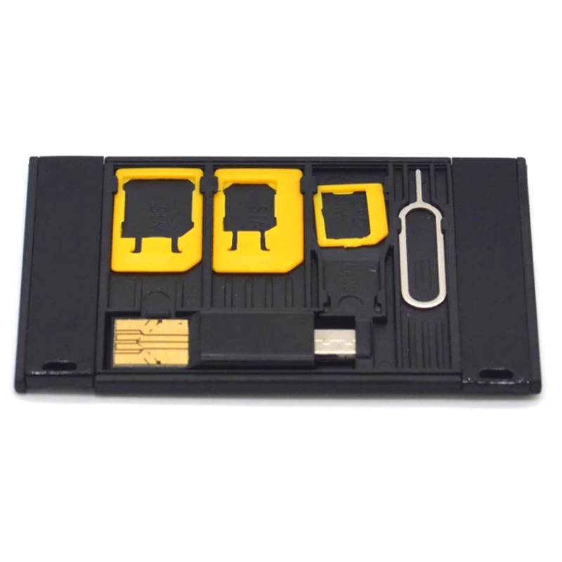 Credit Card Size Slim SIM Adapter Kit with TF Card Reader & SIM Card Tray Eject Pin SIM Card