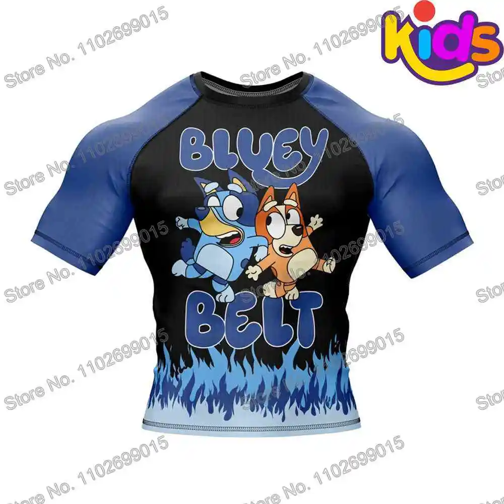 Kids Heeler Rollers Surf Clothing BJJ MMA Boys Rash Guard Short Sleeve Diving T-Shirt Tight Swimwear Summer Floatsuit Girls Tops