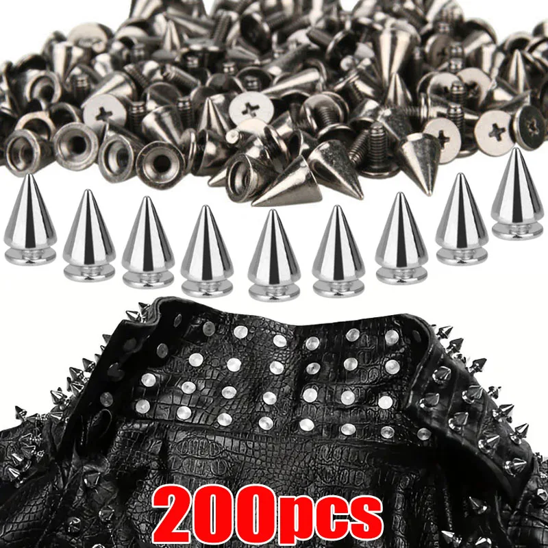 200-10pcs-Silver-Rivets-Cone-Studs-for-Clothes-Metal-Spikes-Double-Cap ...