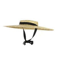 Wide Brim Straw Hat For Women Long Ribbon Ladies Beach Hat Summer Sun Visor Cap Flat Top Large Brim Tie Straw Straw Hat 1