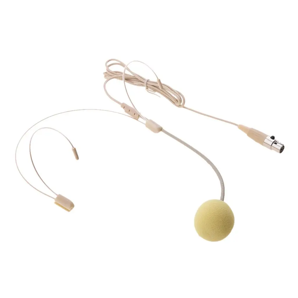 3Pin XLR 4Pin XLR 3.5mm Mono Plug Telescopic Head-mounted Headset Megaphone Microphone MIC Beige