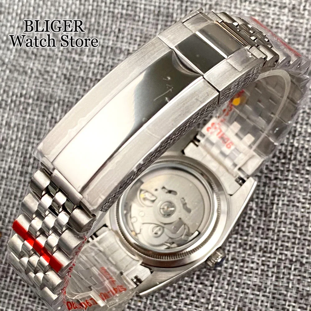36mm Fluted Bezel Wristwatch For Men NH35A Sapphire Crystal Baton Hand Luminous Pink Sunburst Dial Jubilee Strap