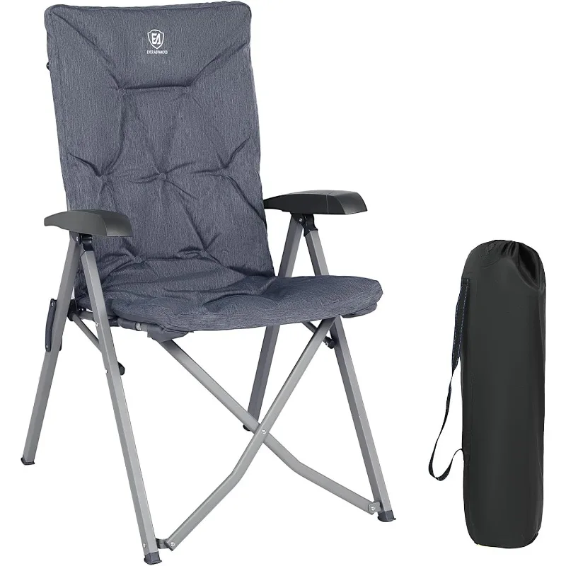 

EVER ADVANCED Folding Camping Recliner Chair Fully Padded with Adjustable High Back Support Portable for Adults Patio Reclining