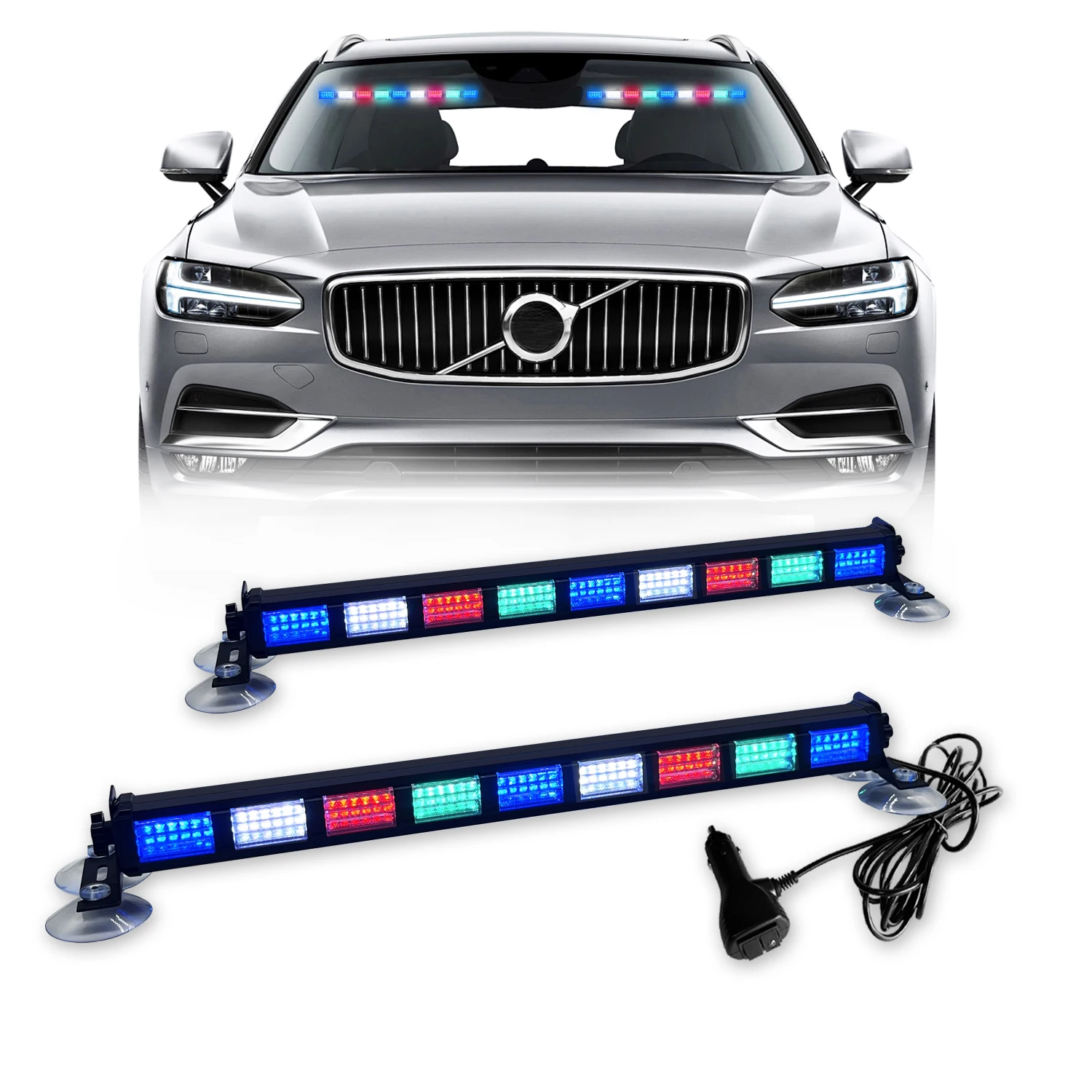 2in1 Car Emergency Light Colorful ambiance lights car colored lights decorative lights Windshield LED Car Strobe Light 12-24V